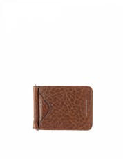 Ugo Cacciatori Beige Grained Leather Clip Card Holder 169601